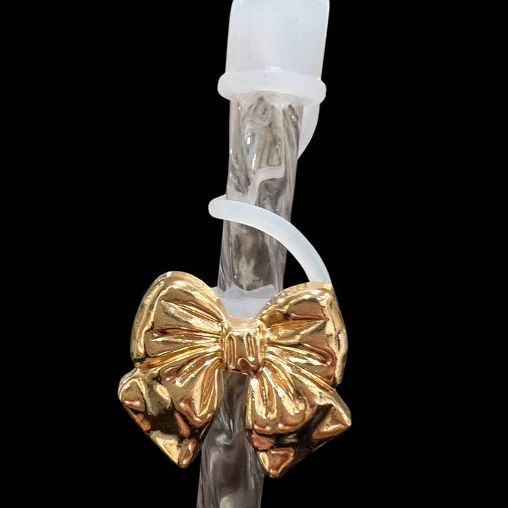 Topo de Palhinha em Silicone - Laço Dourado em Metal 10mm por atacado de Olive Lane Accessories