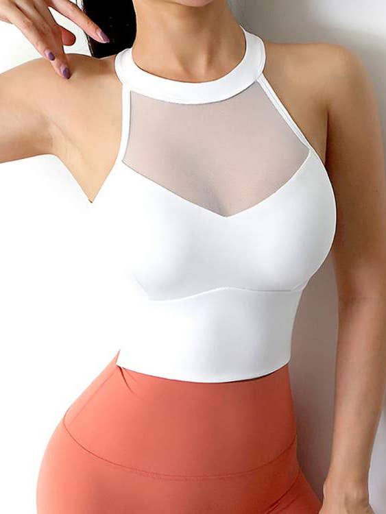 Flarix - Wholesale Athletic top – Women′s - sheer mesh halter cutout back sporty top