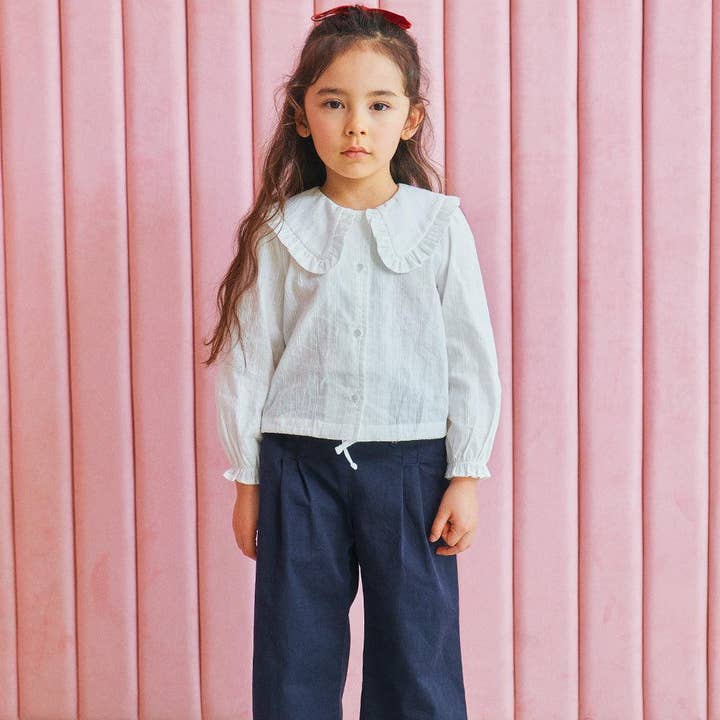 ToTo Heros - Wholesale Button Down Shirt - Kids - Reese Wide Collar Cropped Blouse4