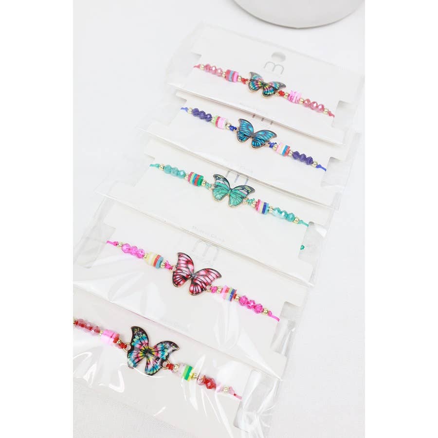 MIX COLOR Butterfly String Adjustable Bracelet  for wholesale on Faire6