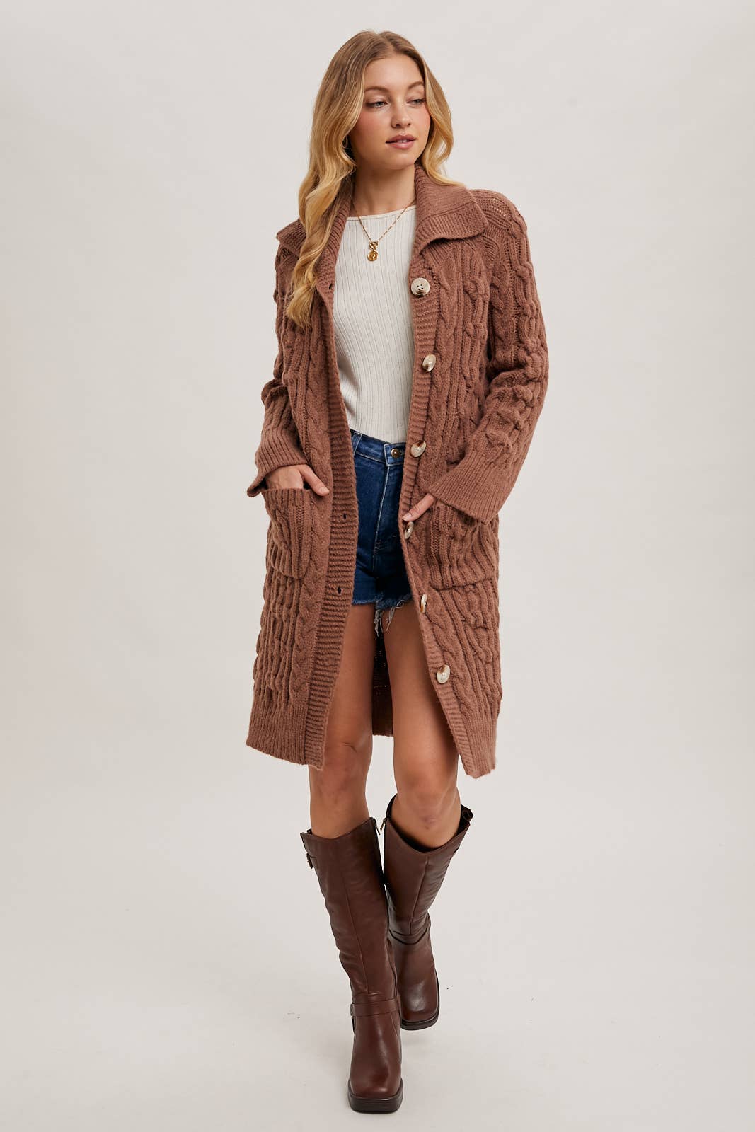 Bluivy - Vente Cardigan – femme - CARDIGAN EN MAILLE TORSADÉE BOUTONNÉE8