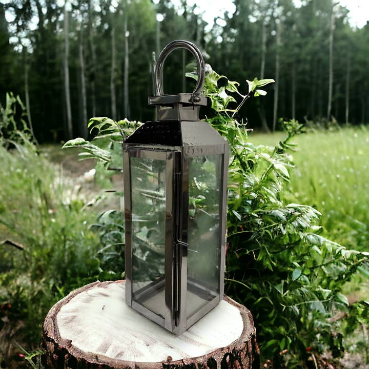 Wilco Home - Wholesale Lantern - Summer Garden Candle Lantern-Polished Nickel Finish 6