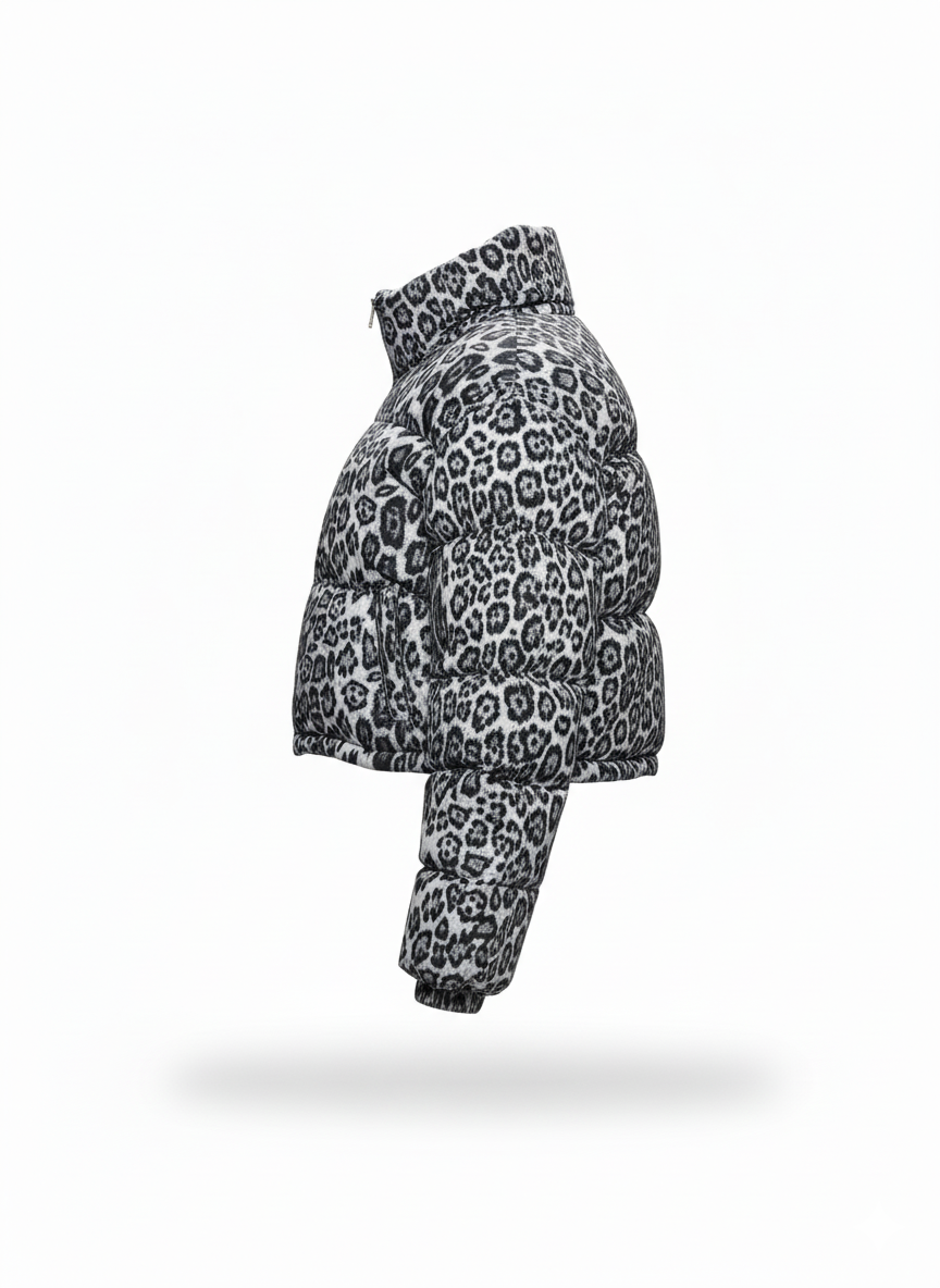 CCIC New York - Venta al por mayor Chaqueta - Mujer - Chaqueta Acolchada de Leopardo con Cuello Alto Recortado6