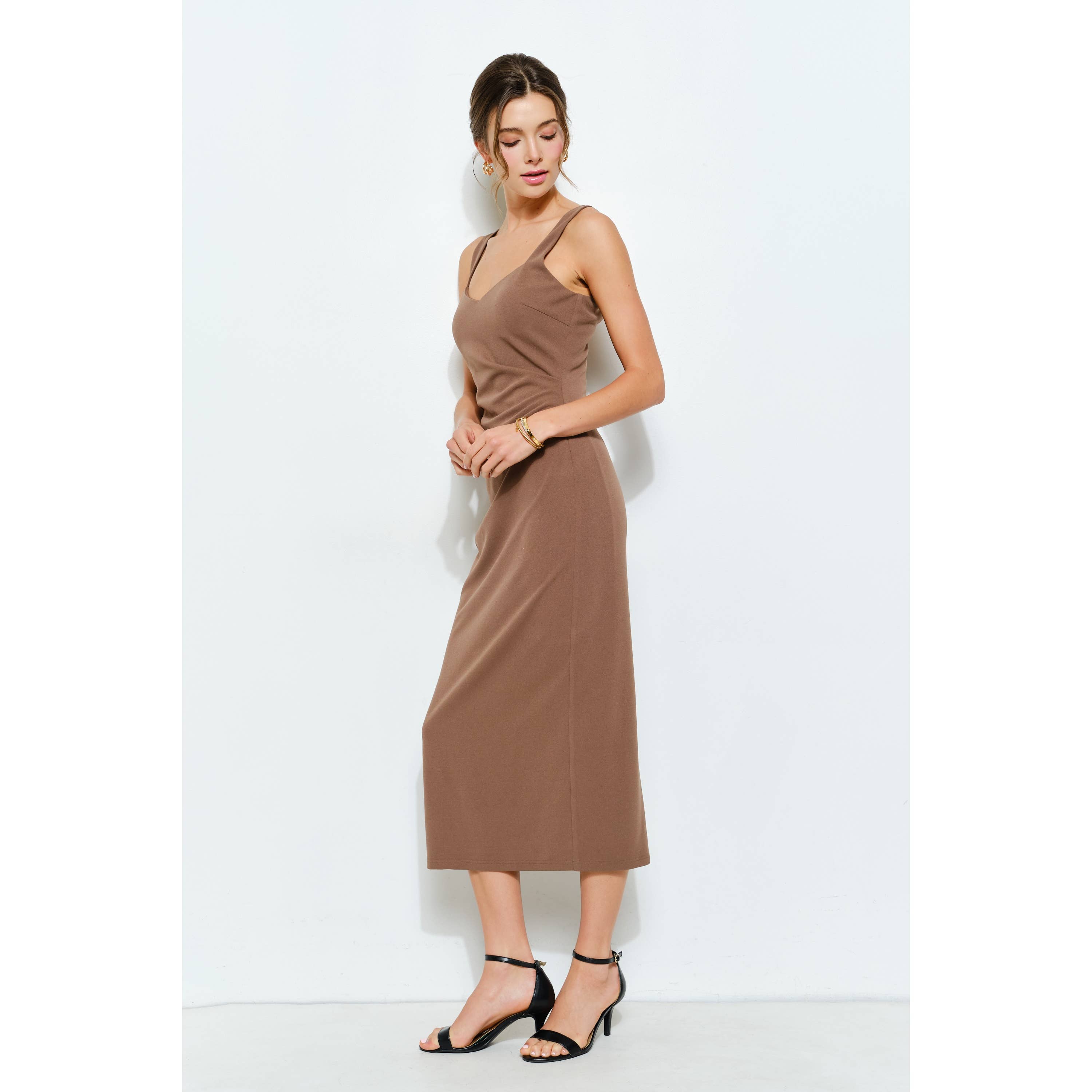 INA - Wholesale Dress - Women's - Knit Crepe Bodycon Midi with Princess Neckline12