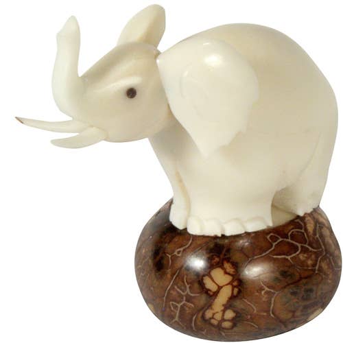 One World Projects - Venta al por mayor Figura decorativa - Figura grande de nuez de tagua con forma de elefante
