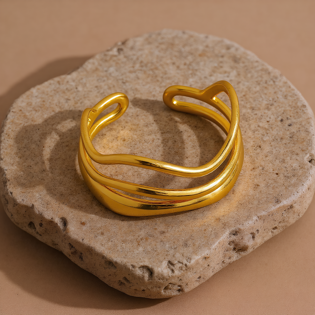 Katinki - Wholesale Cocktail/Statement Ring - Lyra Abstract Statement Ring – 18K Gold Plated Stainless2