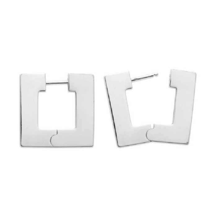 JewelryPrivate Label Herma, quadratische Creolen aus 925er-Sterlingsilber, rhodiniert für den Großhandel von Jewelry Private Label