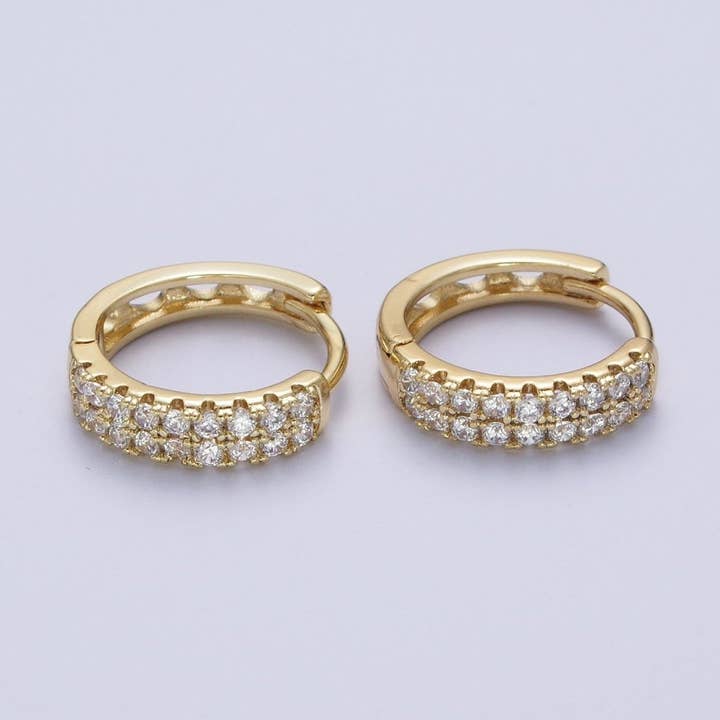 15,5 mm Dobbelt Mikrobelagt CZ Huggie Hoop Bruskøreringe i Guld & Sølv | AD-050 AD-052 for engroshandel hos Aim Eternal