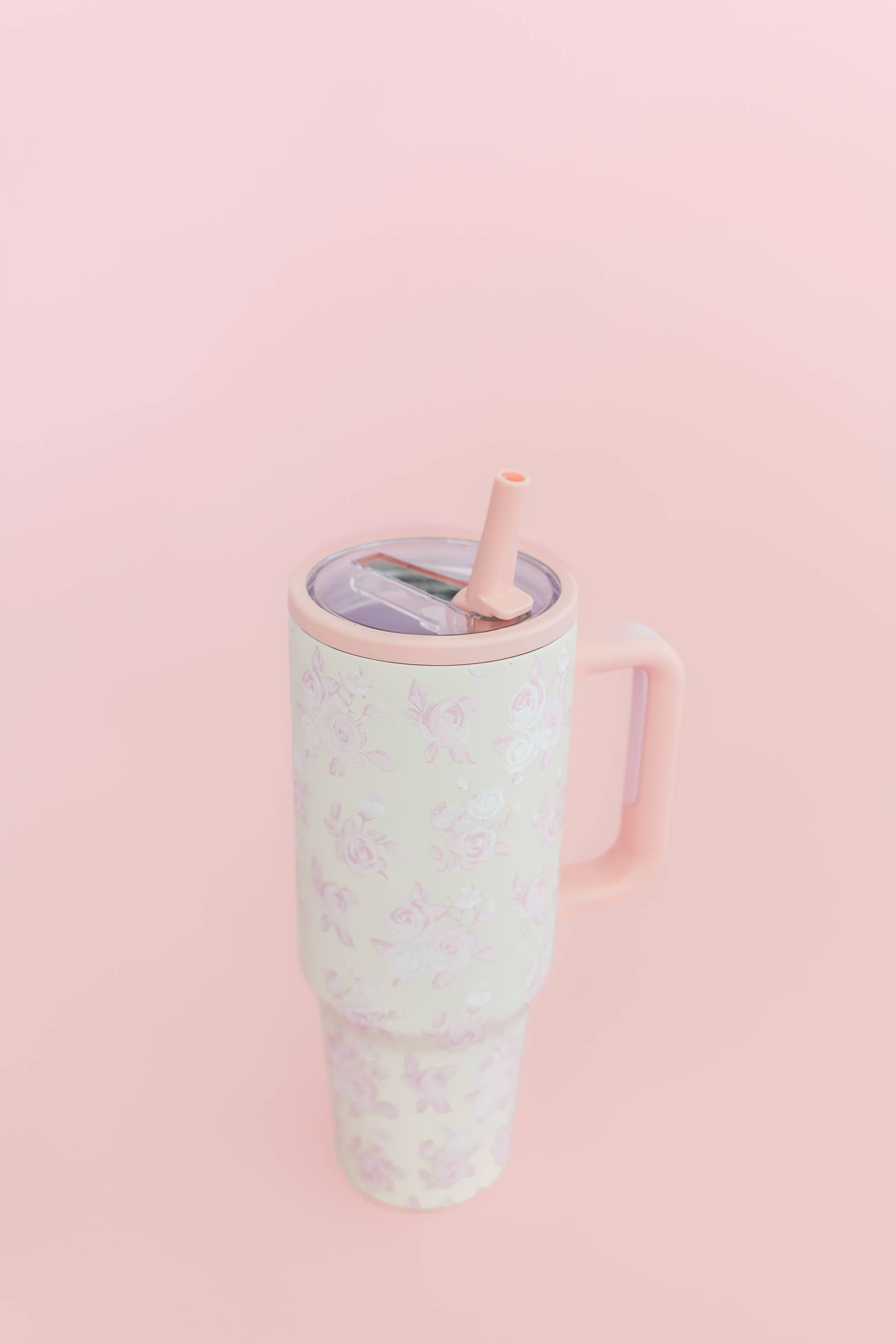 Rock Paper Scissors - Wholesale Insulated mug/tumbler - Pink Floral 40oz Tumbler with Spill Proof Lid and Flip Straw4