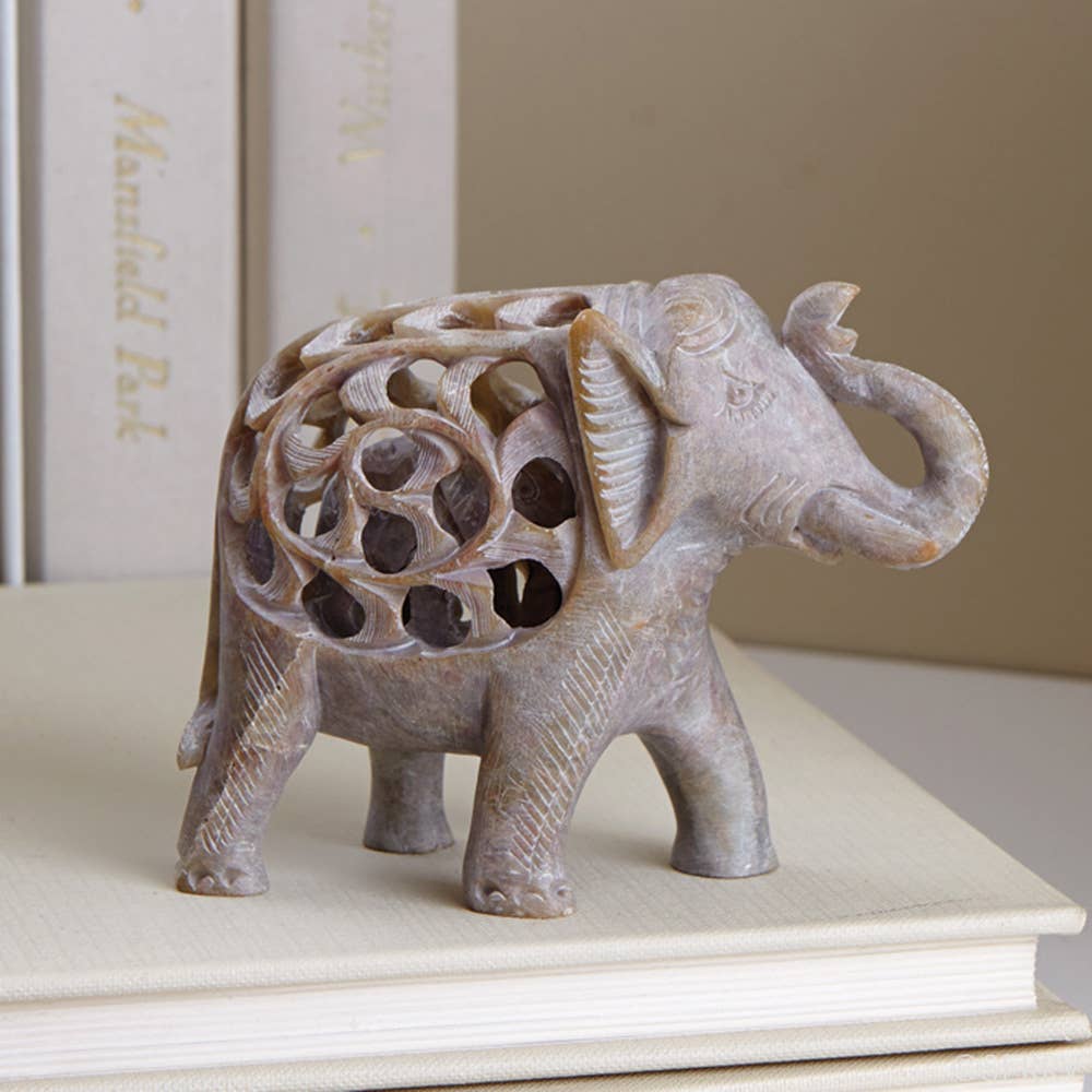 SERRV International - Wholesale Decorative Tabletop Object - Double-Carved Gorara Elephant1