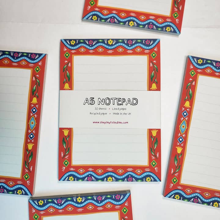 Rød Lastbil Kunst A5 Notepad - Sydasiatisk Papirvarer for engroshandel hos The Playful Indian