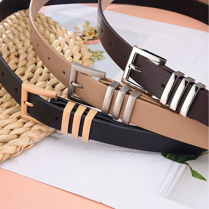ACCITY - Wholesale Belt - Women's - MATTE KOREAN-STYLE METAL SQUARE BUCKLE BELT_CWASC058019
