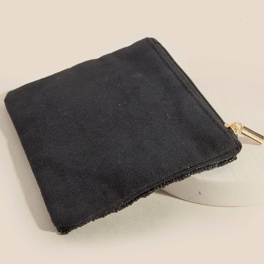 MULTI Sparkling Champagne Bottle Seed Beaded Coin Purse for wholesale on Faire1