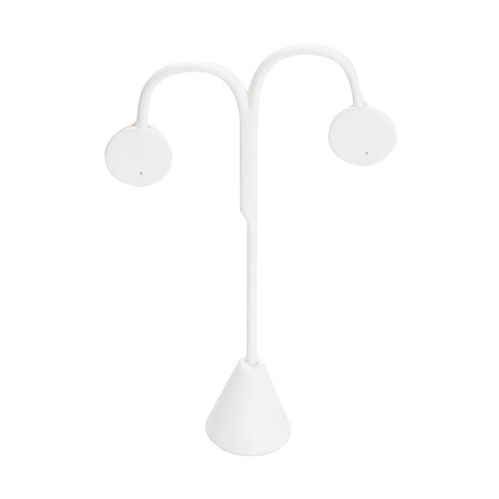 Earring Tree Display 5.25" Metal Base White Leather for wholesale by Zakka