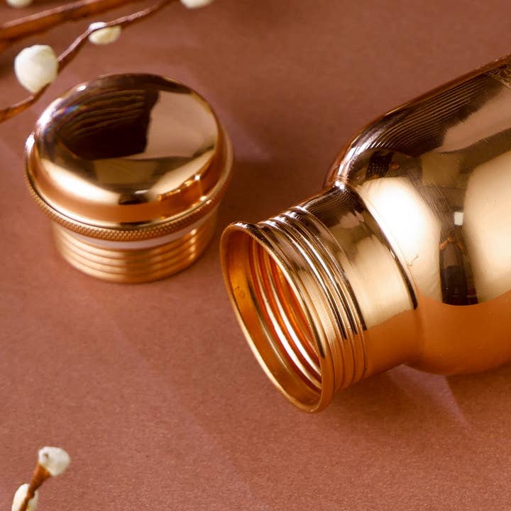 Peak Life - Wholesale Water Bottle - Floral Etching Glossy Combo Copper Vessel6