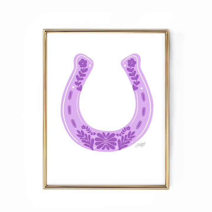 Lindsey Kay Collective - Wholesale Art Print - Western Floral Horseshoe Illustration - Art Print