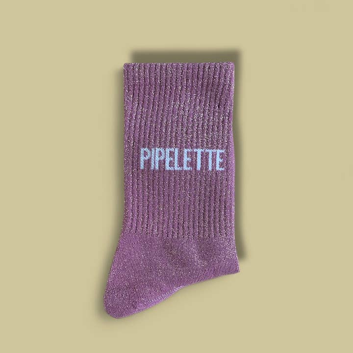 agathe & cocö - Wholesale Socks - Women's - "Pipelette" Glitter Socks Pair - Mauve