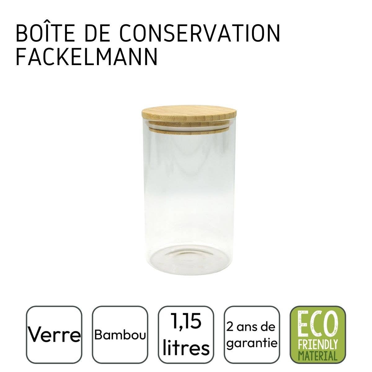 Fackelmann - Wholesale Food storage container - Fackelmann Eco Friendly 1.15L Glass Storage Box3