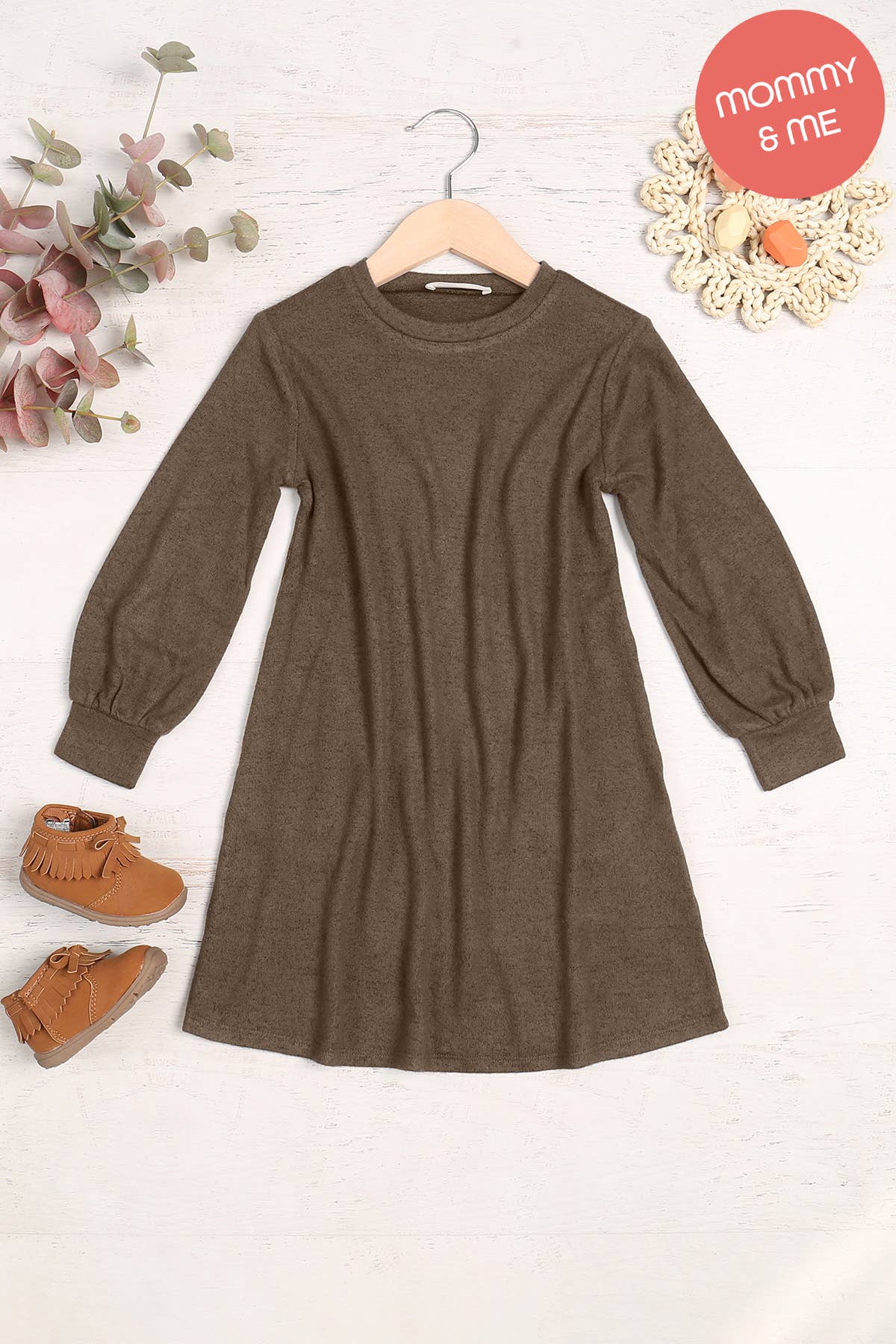 You & Me - Wholesale Jurk - Kinderen - YMD10063TKV-GEPOFTE HACCI GEBORSTELDE JURK MET LANGE MOUWEN VOOR KINDEREN3