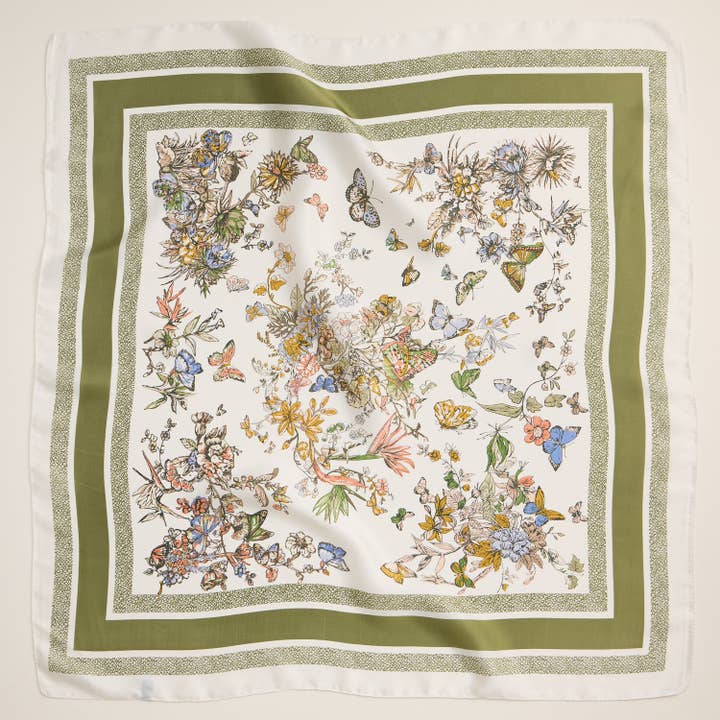 Frem - Wholesale Scarf - Women's - Floral Butterfly Silk Texture Square Scarf