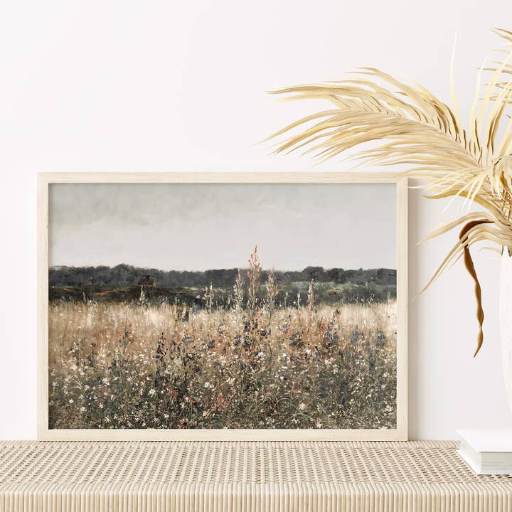 Sugar & Canvas – wholesale Art print – European Vintage Country Flower Field Moody Art Print VP365