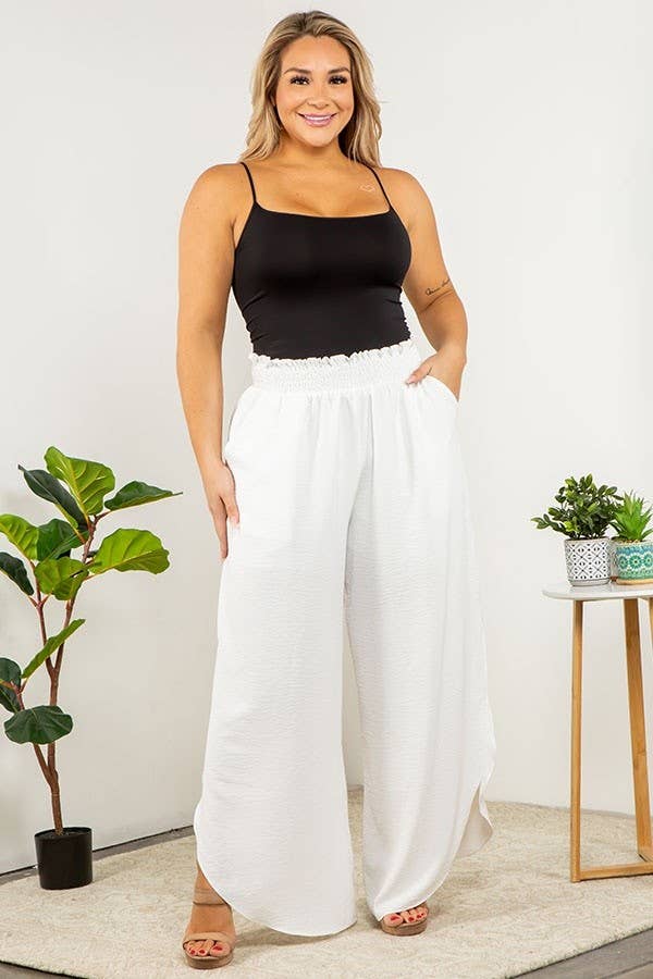 Curve Market - Wholesale Pants - Women's - PLUS SIZE ROUND HEM SIDE SLIT WIDE PANTS17