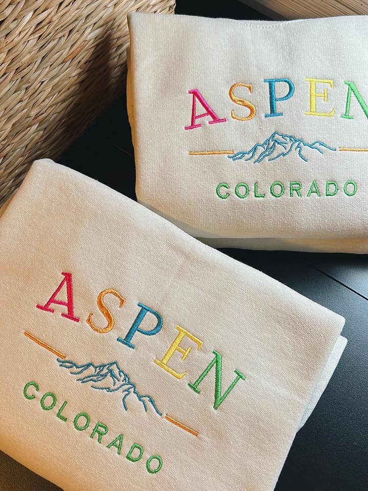 Sudadera con cuello redondo bordado de Aspen Colorado para venta al por mayor de The Vaulty
