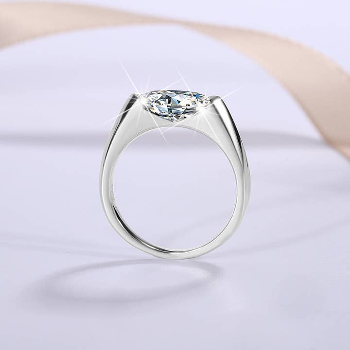 Perimade & Co. LLC - Wholesale Engagement Ring - Marquise Moissanite Engagement Ring in 925 Sterling Silver