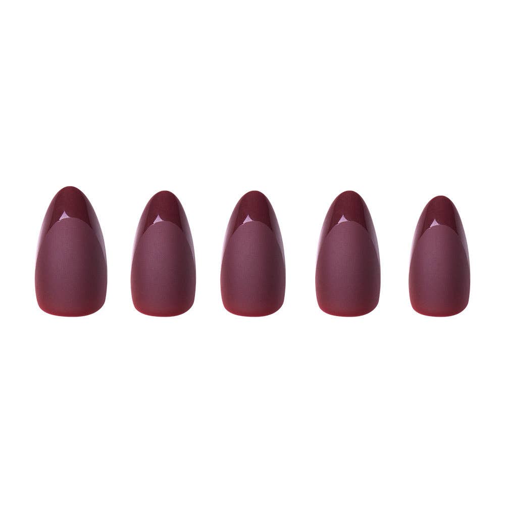Glamnetic - Wholesale Press-On/Fake Nails - Merlot Press-On Nails| Matte Finish| Gloss French Tip| Short2