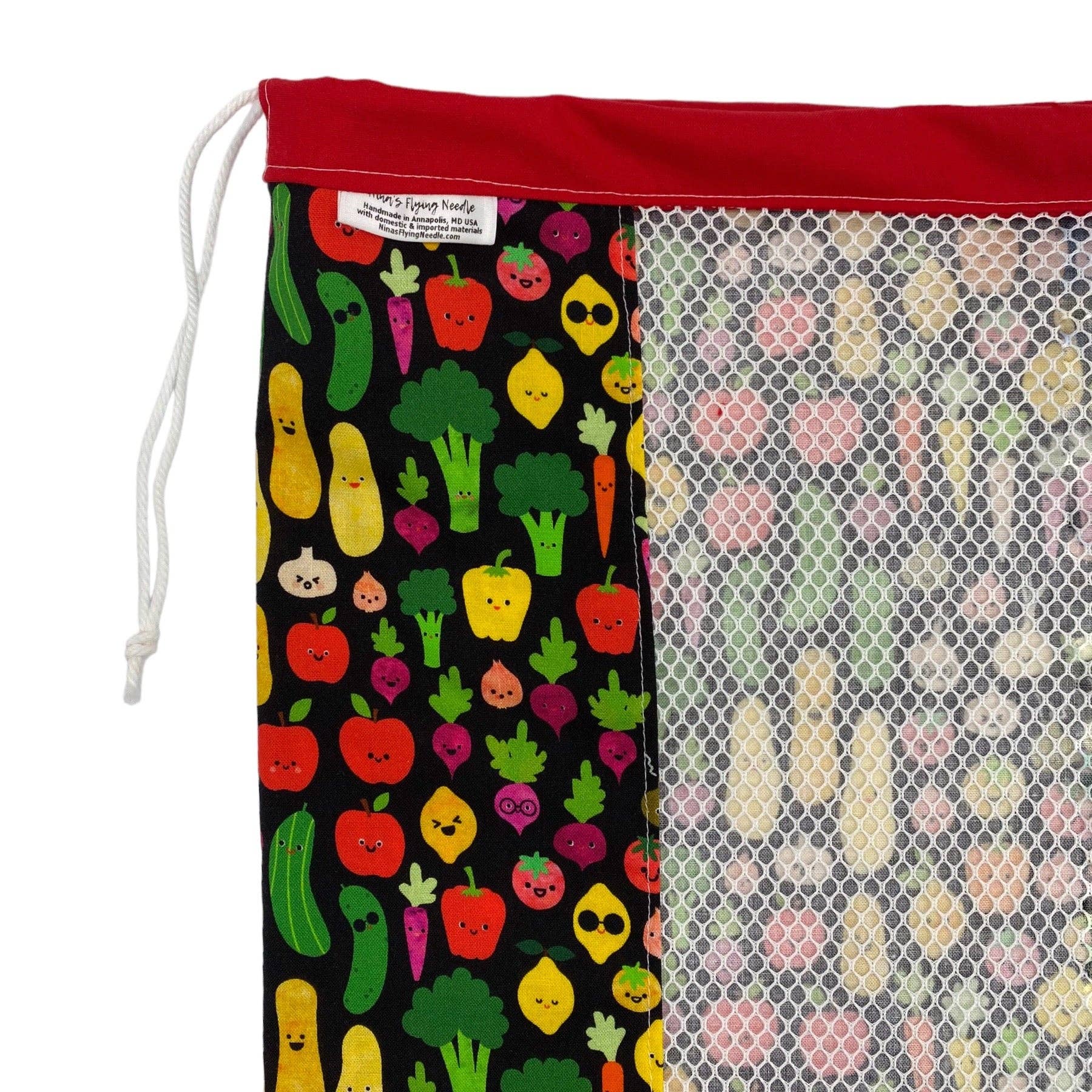 Nina's Flying Needle - Wholesale Grocery/Shopping Bag - Large Produce Bag Veggies Happy1