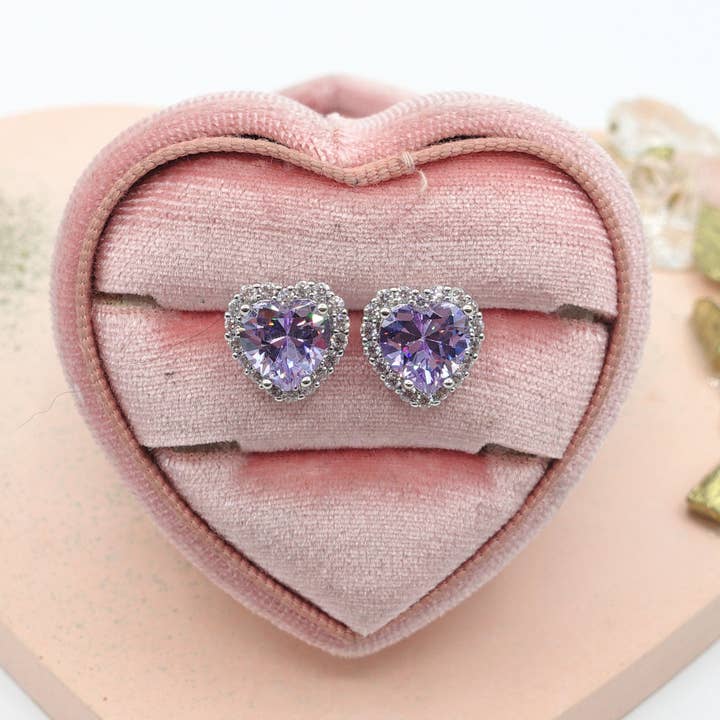 Daemon srls - Wholesale Stud/Post Earrings - DIANA ~Orecchini a bottone con cubic zirconia a forma di cuore12