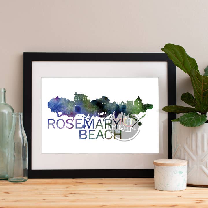 Rosemary Beach Watercolor Skyline, Rosemary Beach Skyline, Rosemary Beach Art, Rosemary Beach Poster, Rosemary Beach Print, Rosemary Beach WCS134 for wholesale by DreamMachine Prints