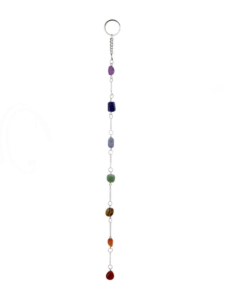 (PC)HANGING - CHAKRA ROW ROUGH STONES WITH CRYSTAL POINT 10 for wholesale by Oceanic Linkways Inc