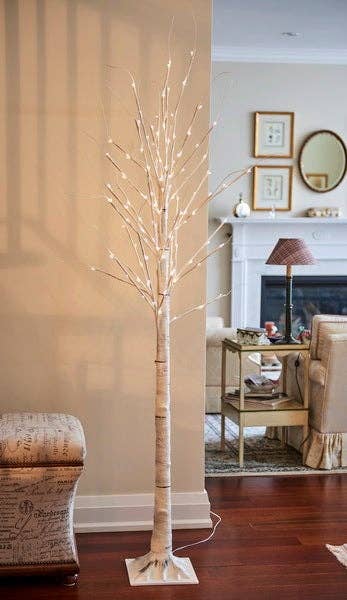 Hi-Line Gift Ltd. - Wholesale Outdoor Ornament/Decor - Birch Tree On Metal Base In/Outdoor 120 Led 83 Inch High0