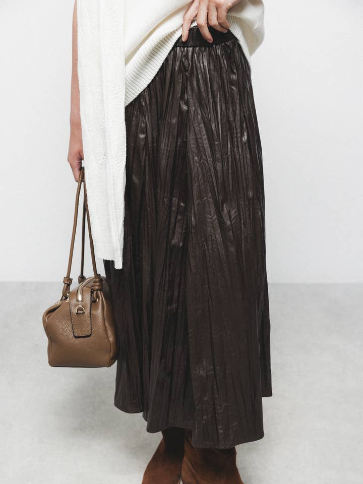 Lanidor - Wholesale Skirt - Women's - Crinkled Fabric Skirt (400535-438)0