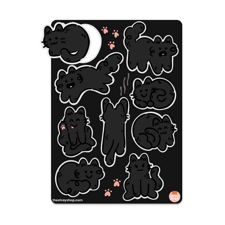 Black Cats klistermærkeark for engroshandel hos The Stray Shop