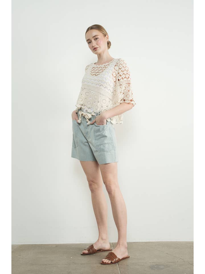 Aaron & Amber – wholesale Stickad topp - Dam – MAT3235 VIRKAD KORTÄRMAD TOPP13