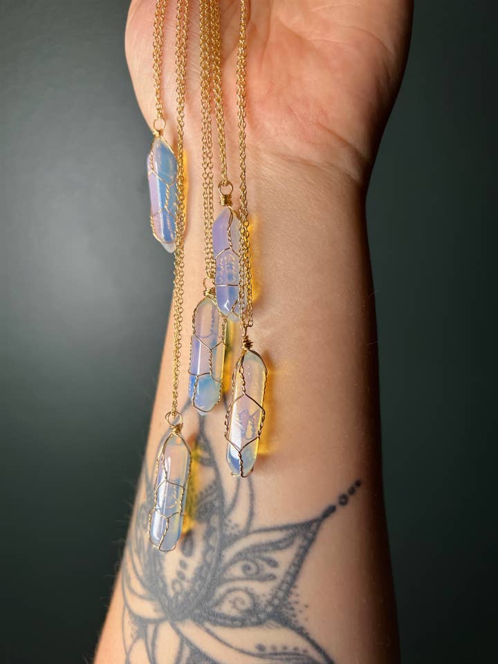 Opalite Crystal Point Necklace for wholesale by Graced Jewelry