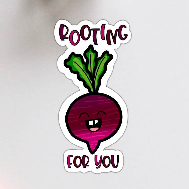 Wortelen voor je radijs Raap Beet Veggie Food Pun Vinyl St voor wholesale door Stick With It Sticker Co