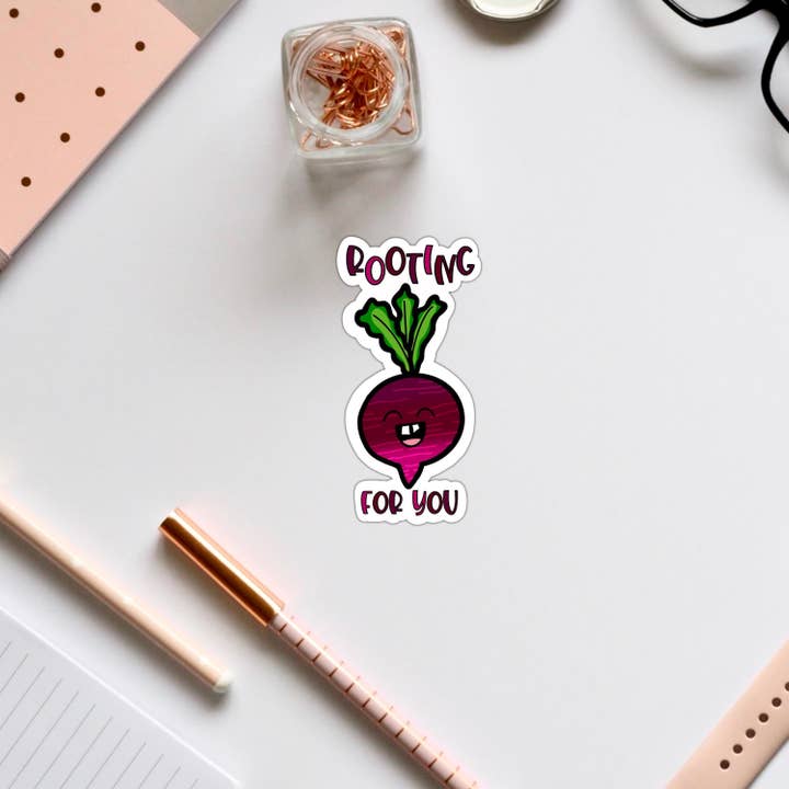Rooting til din radise majroe roer Veggie Food Pun Vinyl St for engroshandel hos Stick With It Sticker Co