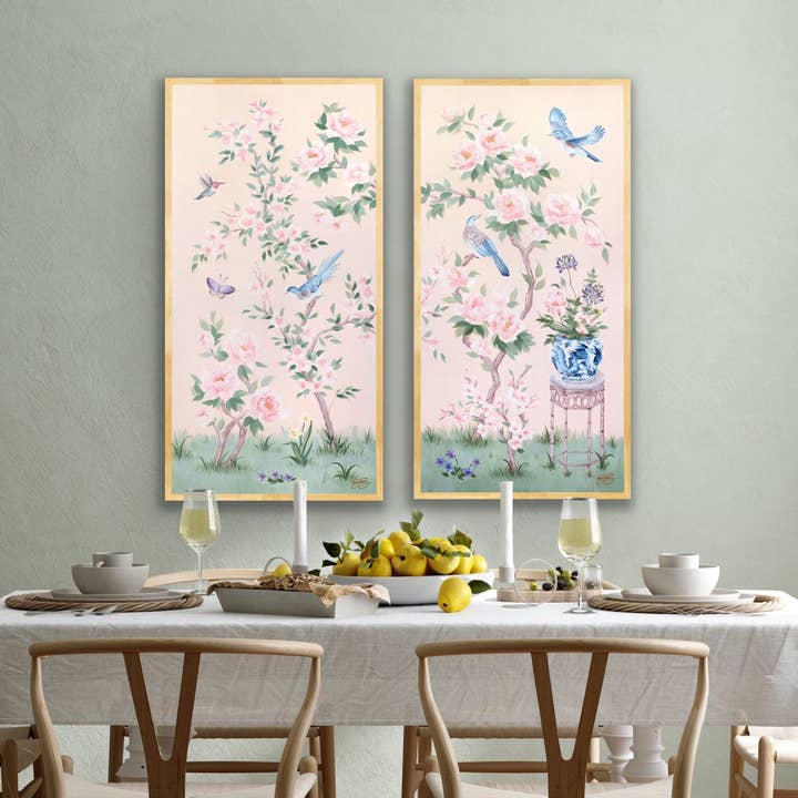 Elizabeth Alice Studio - Wholesale Art Print - April, a pink chinoiserie canvas wrap4
