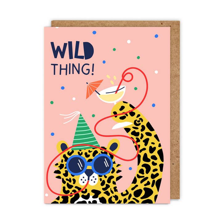 Vilda sak! Roligt, modernt Illustrerat leopard födelsedagskort för wholesale av Zoe Spry