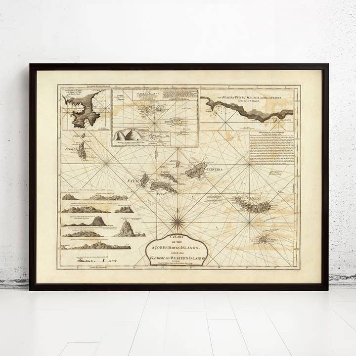 OldCityPrints - Old Maps and Posters - Wholesale Art Print - Old Map of Azores Islands 1787 Portuguese map Azores | Vintage Map Wall Art Print0