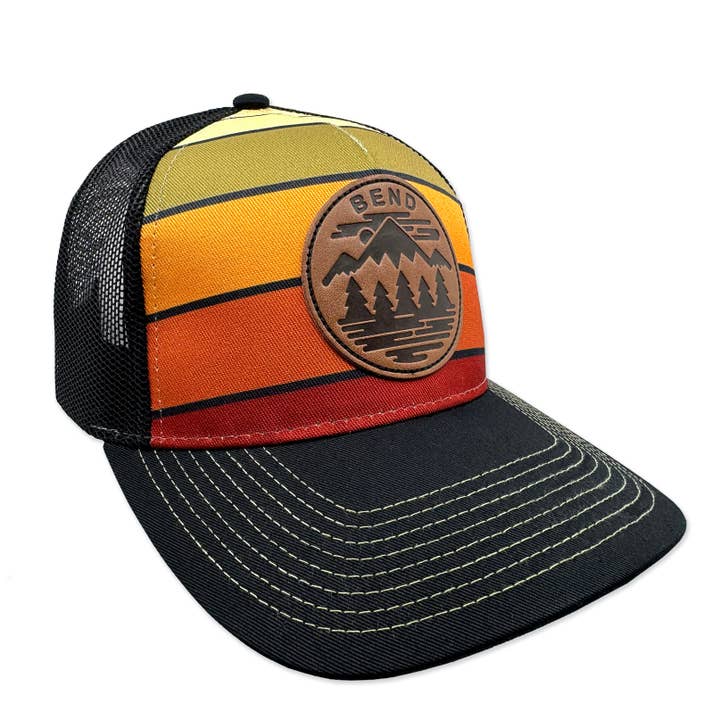 Bend Oregon Fifty Mountain Ranges | Curved bill snapback hat for wholesale by Little Bay Root