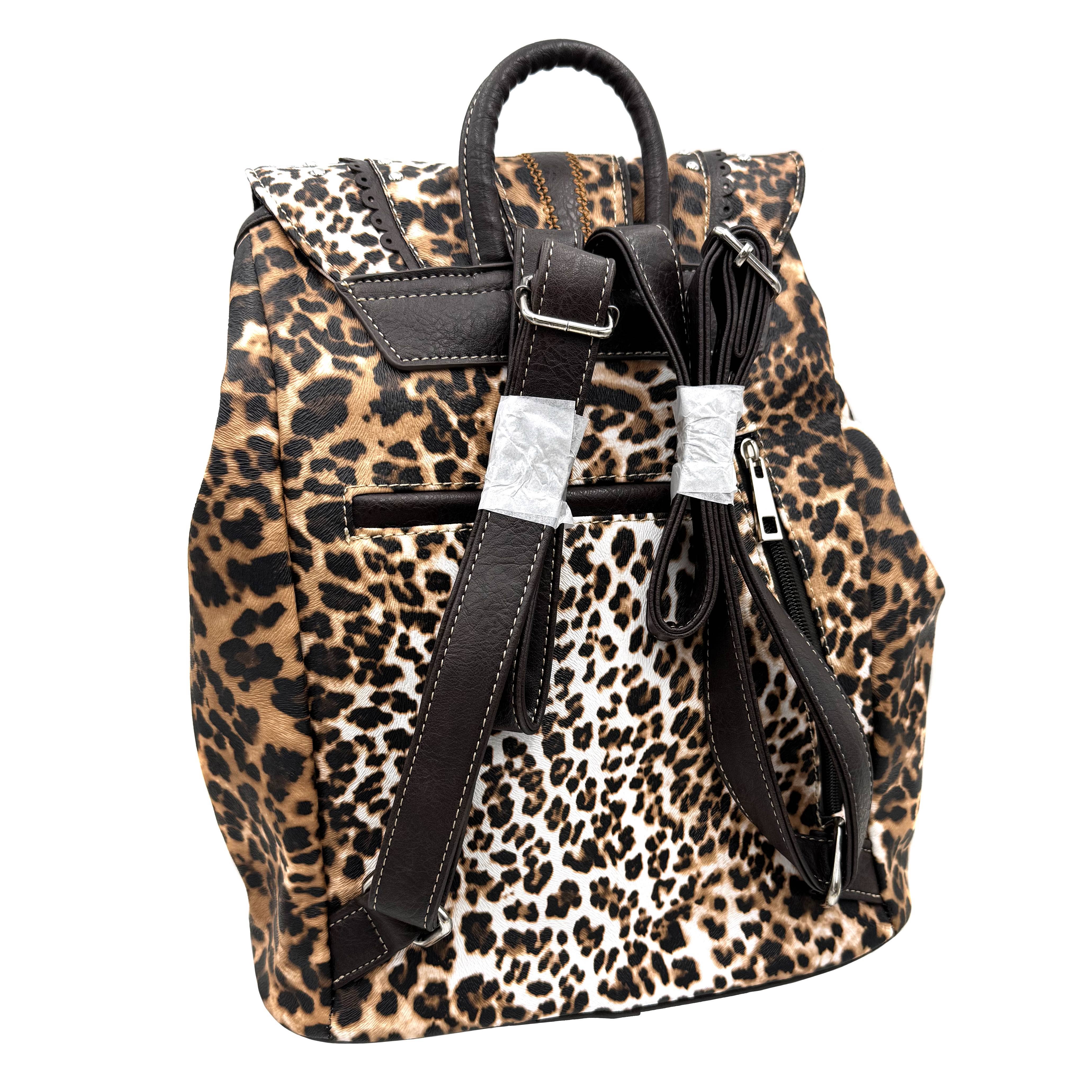 Lunar Deer - Wholesale Rugzak - Dames - Rugzak met luipaardprint en westerse leren gesp2