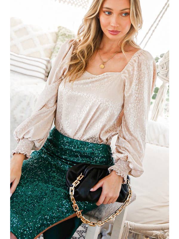 Vine & Love - Wholesale Skirt โ Womenโs - High-Waist Sequin Midi Skirt With Side Slit VS6010217