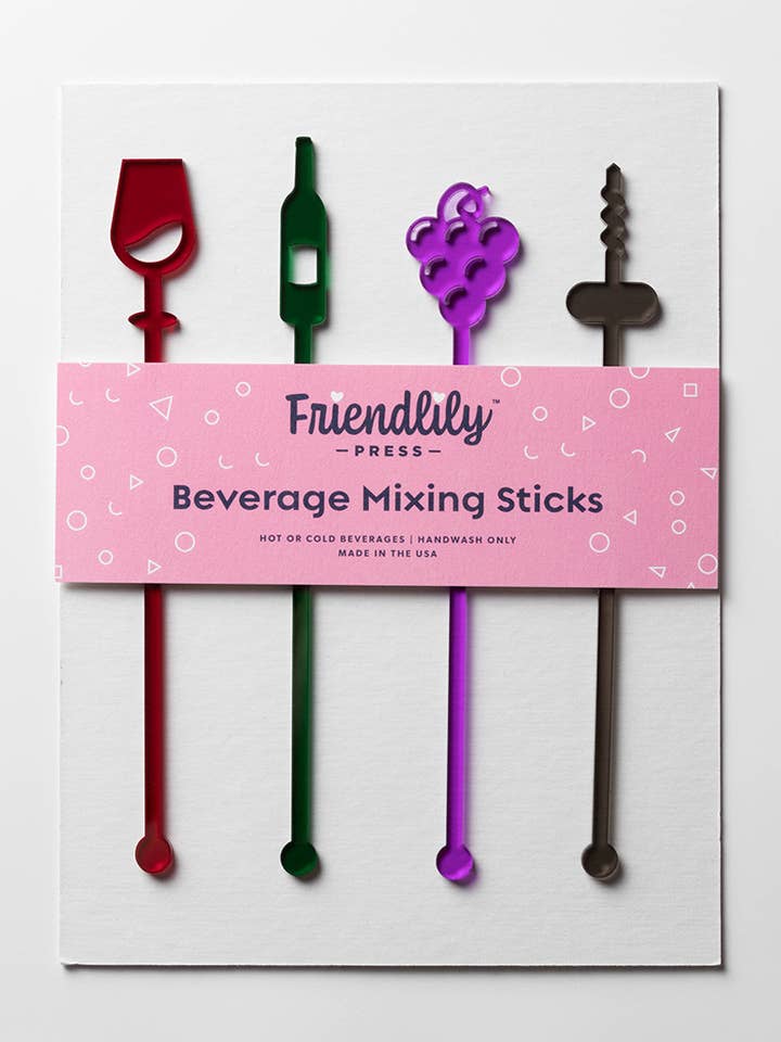 Wine Acrylic Drink Stirrer Collection for wholesale by Friendlily Press
