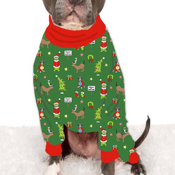*PRE-ORDER* How the Pittie Stole Christmas- Green Pitbull Pajamas for wholesale by Pittie Clothing Co.