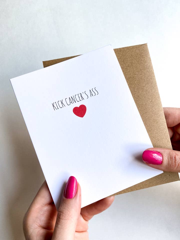 Patea el culo del cáncer, divertida tarjeta Cancer and Chemo Get Well para venta al por mayor de Five Dot Post
