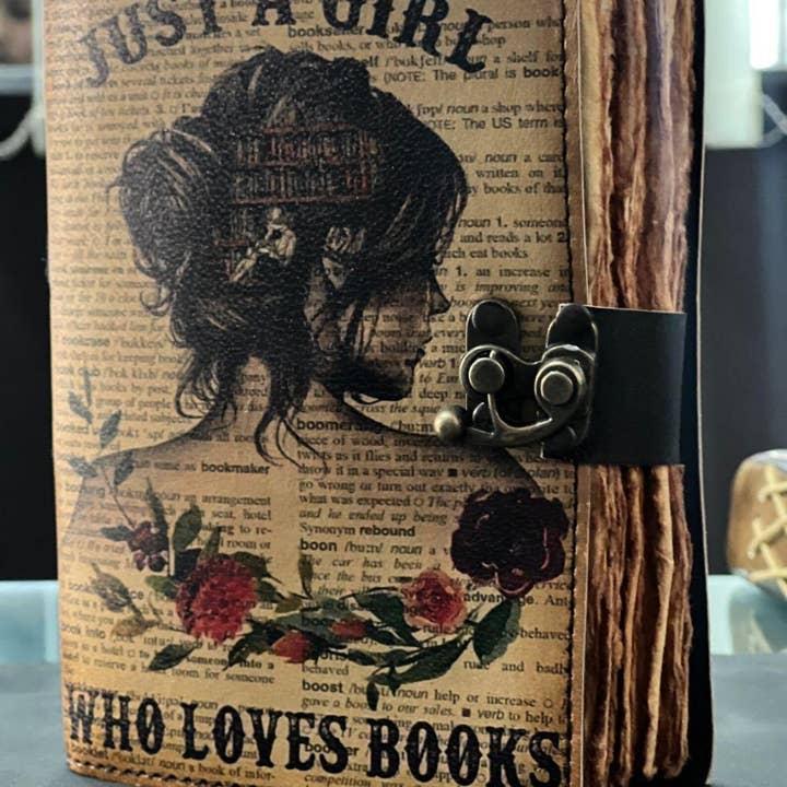 MNM HANDICRAFTS - Wholesale Journal/Diary - Just a Girl Who Loves Books – UV Print Leather Journal 4